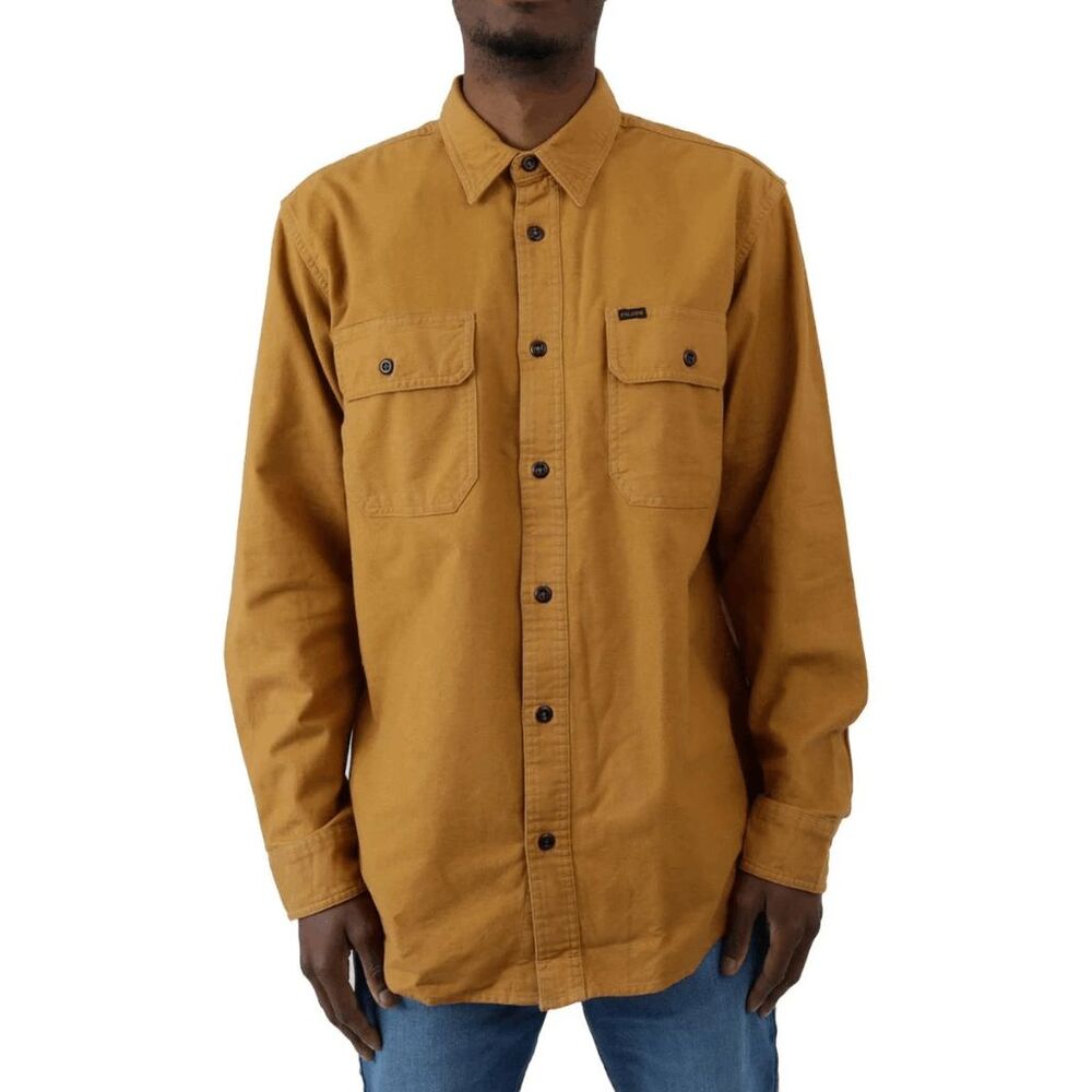 Filson Nubuck Tan Field Flannel Long Sleeve Button Down Shirt Men's Size XL Long